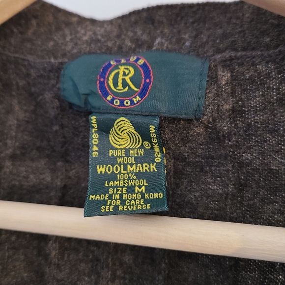Club Room Woolmark 100% lambswool cardigan knit vest, size M, brown - Picture 5 of 8